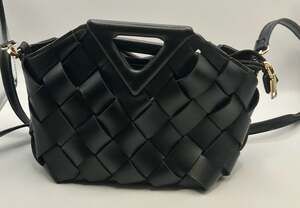 Melie Bianco x Anthropologie Faux Leather Woven Satchel Small Crossbody Bag